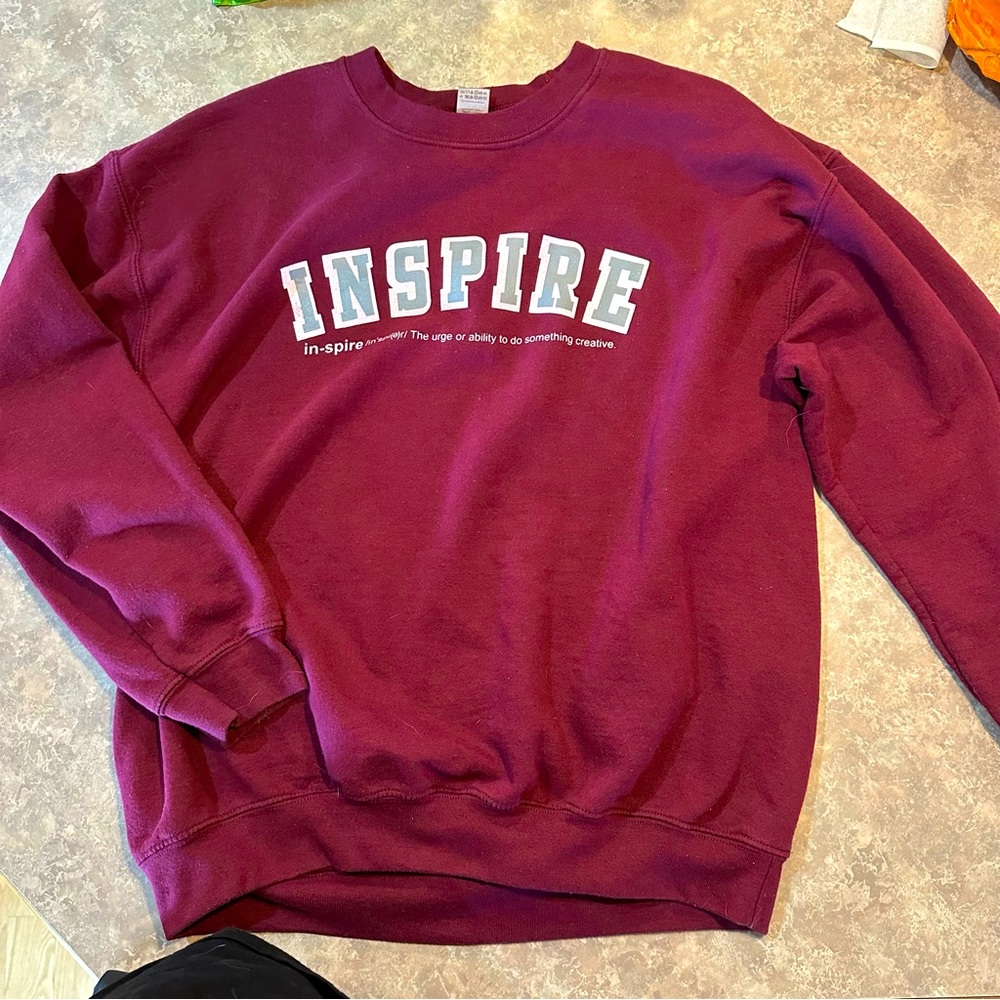 INSPIRE long sleeve maroon crewneck